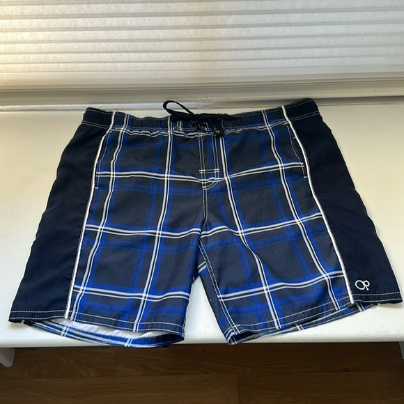 Ocean Pacific Other - OP Ocean Pacific Board Shorts Mens XL (40-42) Blue Plaid Swim Trunks